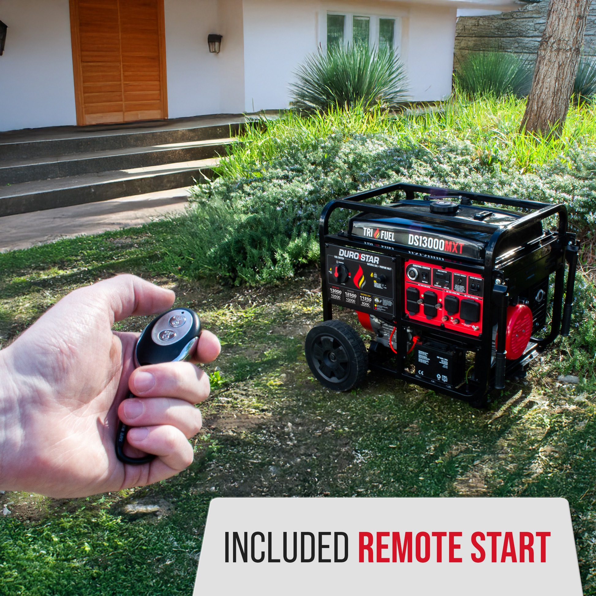 DuroStar DS13000MXT 13,000W/10,500W 500cc Electric Start Tri Fuel Portable Generator w/ CO Alert