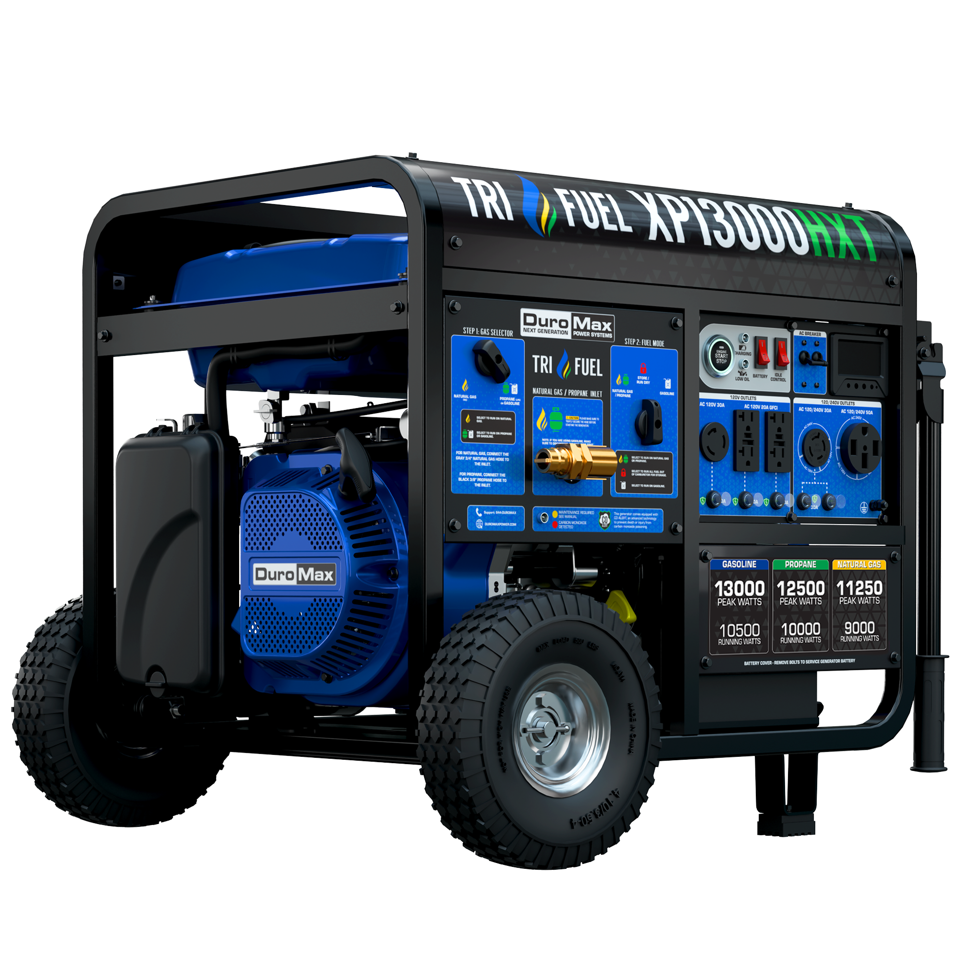 DuroMax XP13000HXT 13,000 Watt Electric Start Tri-Fuel Portable Generator w/ CO Alert