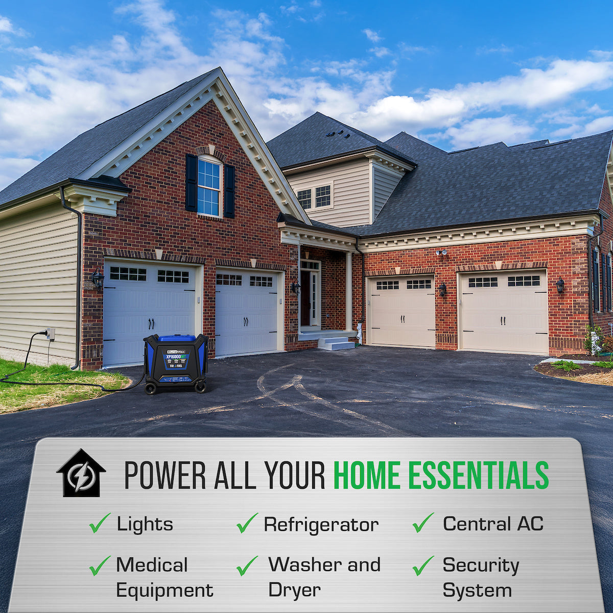 DuroMax XP16000iHT 16,000 Watt Tri Fuel Portable Inverter Generator - Quiet, Low THD