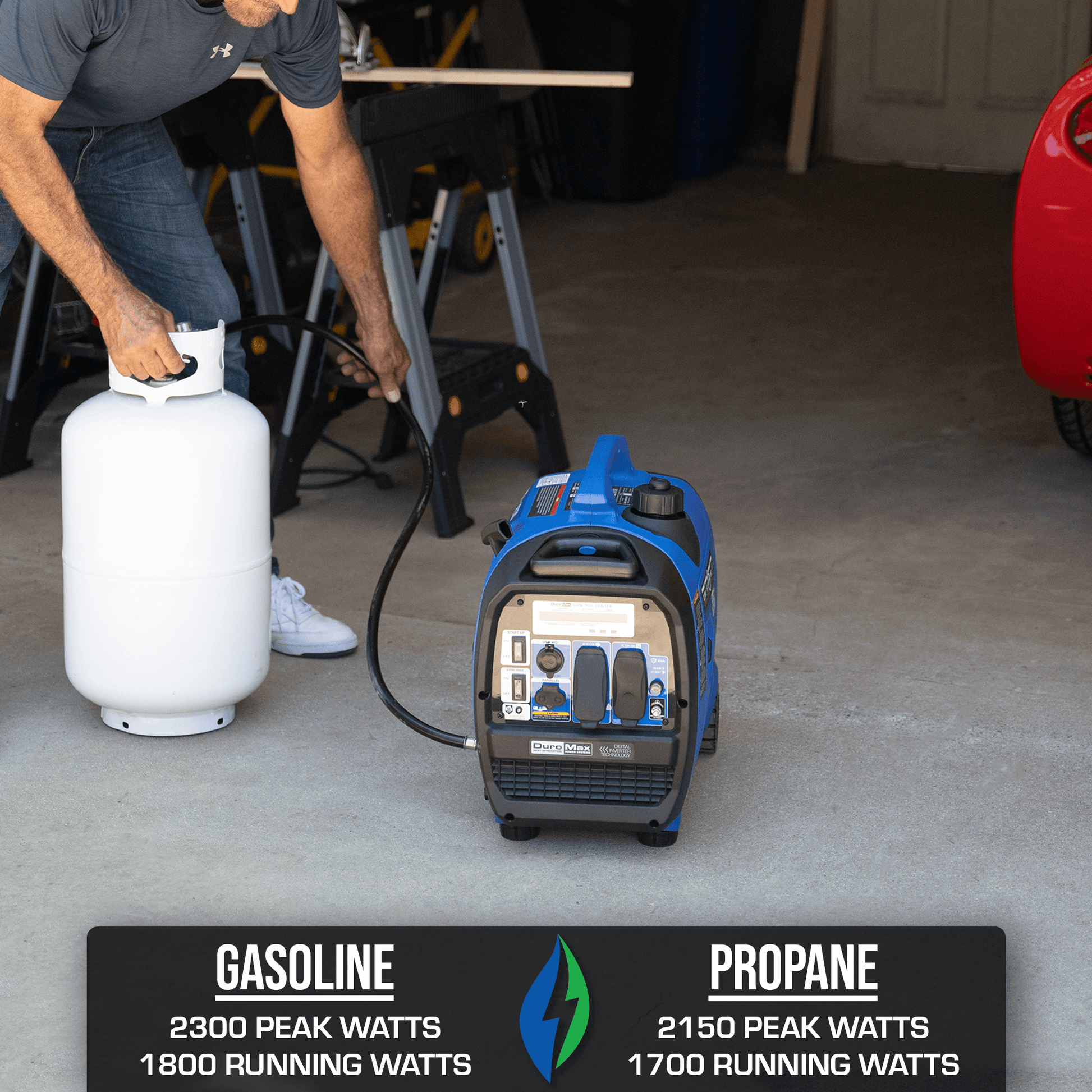 DuroMax XP2300iH 2,300 Watt Portable Dual Fuel Inverter Generator - Quiet, Low THD