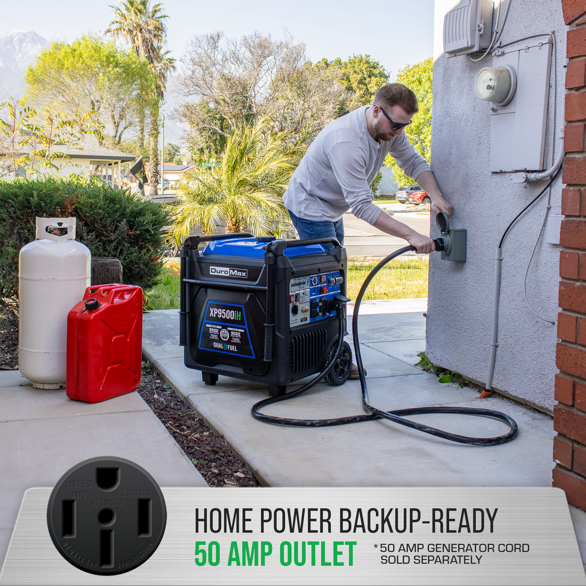 DuroMax XP9500iH 9,500 Watt Portable Dual Fuel Inverter Generator - Quiet, Low THD